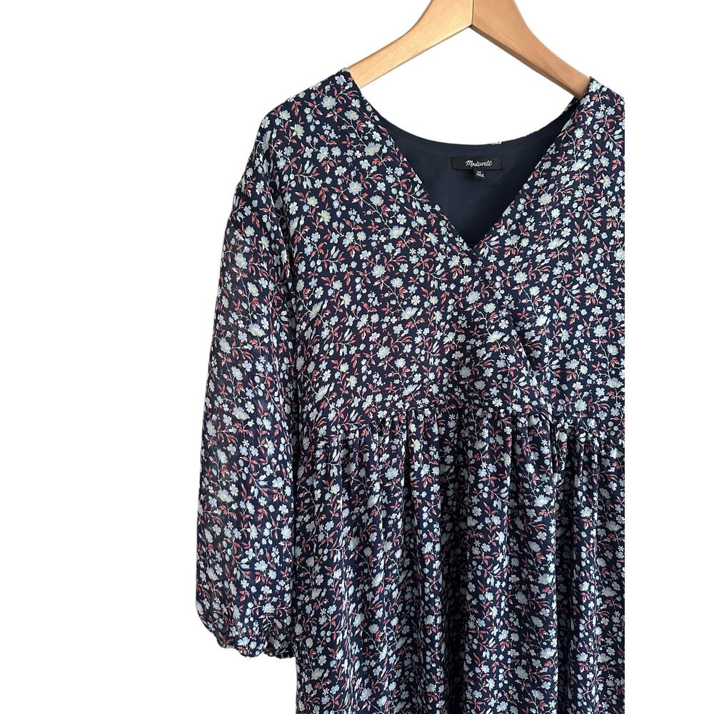 NEW Madewell Tie Waist Midi Dress in Harvest Deep Navy Vine Size XS - Picture 8 of 11